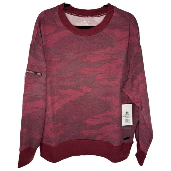 Nine West Tops - #0587- NINE WEST Active Red Camo Sweatshirt Pullover NEW $64 msrp